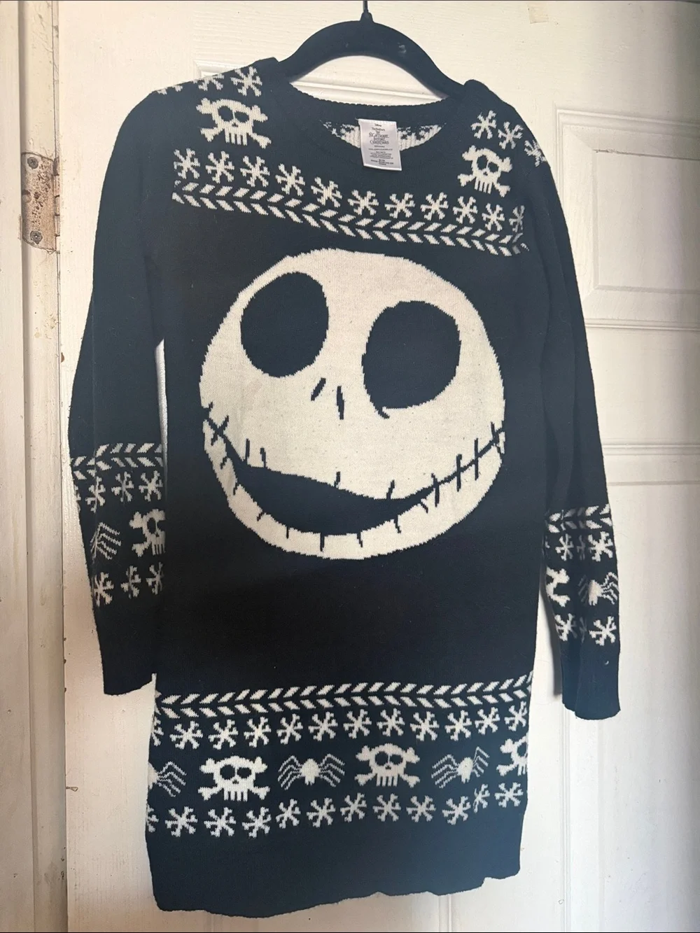 Disney Black and White Jack Skellington Crewneck Sweater Dress